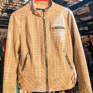 Andrade Women's Tan Plaid Zip Jacket